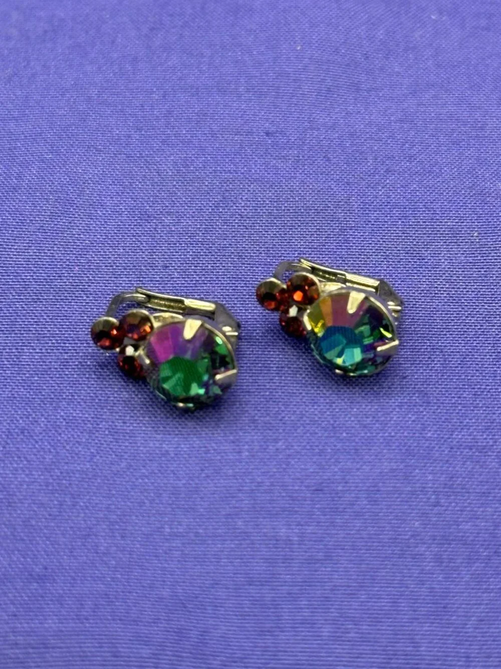 Sorrelli Earrings AB Crystal & Trio of Red Crystals